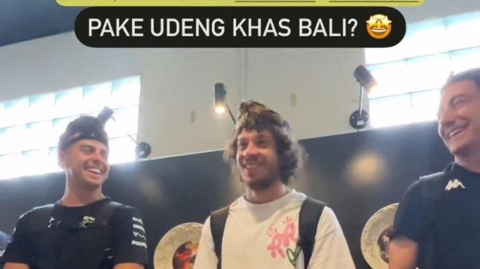 Tangkapan layar unggahan instastory @injourney.id saat dua pembalap Pertamina Enduro VR46 Racing Team yakni Fabio Di Giannantonio dan Marco Bezzecchi saat tiba di Bandara Internasional I Gusti Ngurah Rai Bali.