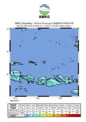 INFO GEMPA - Tangkapan layar informasi tentang gempa yang dikeluarkan BMKG, Selasa (29/8) dini hari.