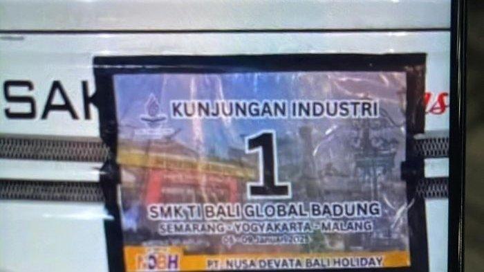 TRAGEDI Kecelakaan - Bus ini berisikan siswa SMK dari Bali, yaitu SMK TI Bali Global Badung, yang melakukan kunjungan industri di Yogyakarta, Semarang dan Malang.
