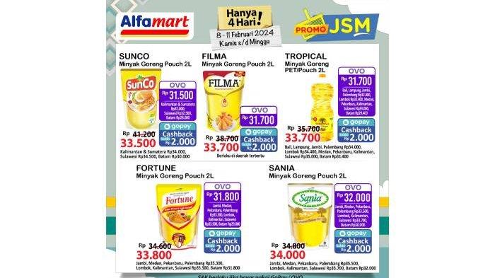 Harga minyak goreng di Alfamart pada 9-11 Februari 2024.