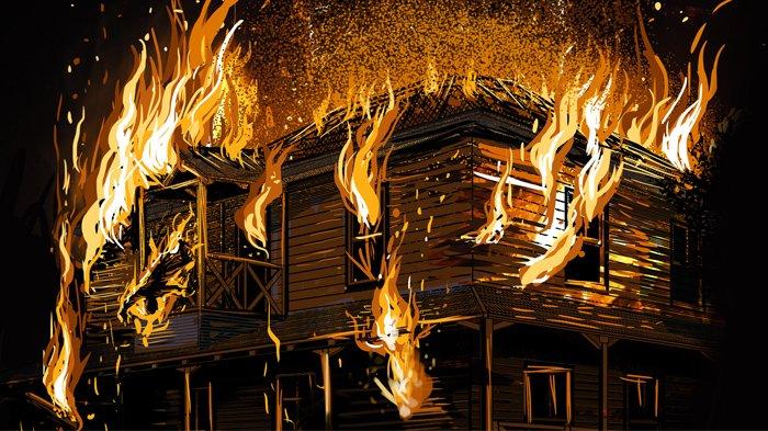 Ilustrasi - Sementara pemilik rumah sebelah selatan, Marno menahan tangis. Kedua pemilik rumah baru pulang ketika dikabari tetangganya jika rumahnya terbakar.
