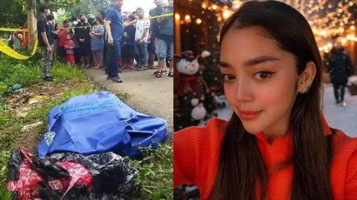 Kolase foto penemuan mayat dalam koper merah dan sosok Uswatun Khasanah.