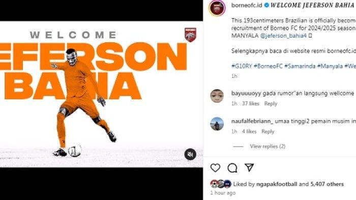 rilis digaetnya Jeferson Bahia oleh Borneo FC