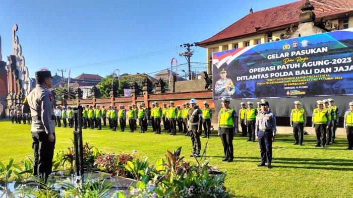 Suasana saat apel gelar pasukan dalam rangka pelaksanaan Operasi Patuh Agung 2023.