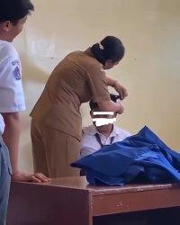 Tangkapan layar kegiatan sidak potong rambut yang diduga di SMKN 2 Singaraja.