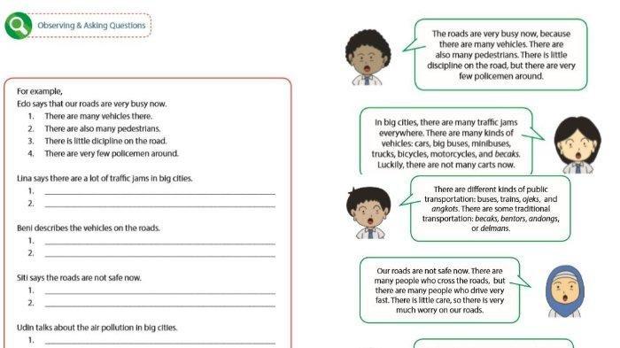 Soal Bahasa Inggris kelas 8 halaman 80 - Berikut ini kunci jawaban Bahasa Inggris kelas 8 halaman 80 Observing & Asking Questions