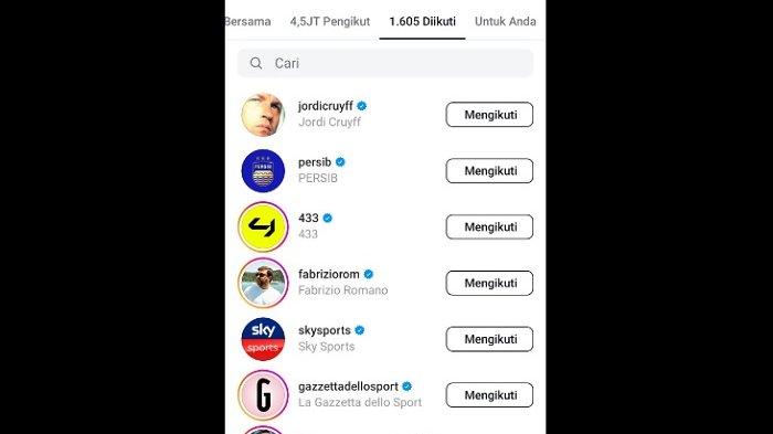 tangkap layar IG Pato follow Persib