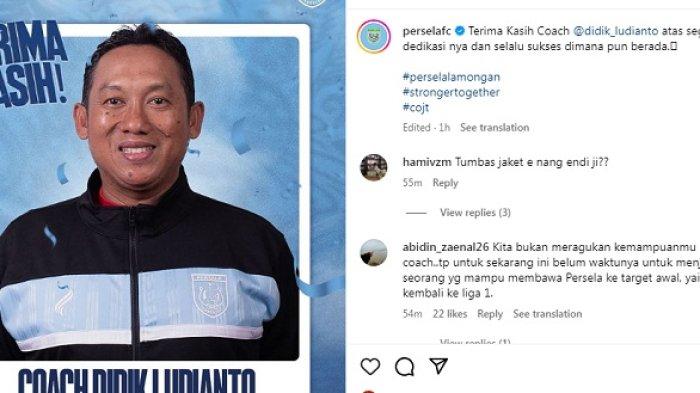 tangkap layar instagram unggahan akun persela lamongan
