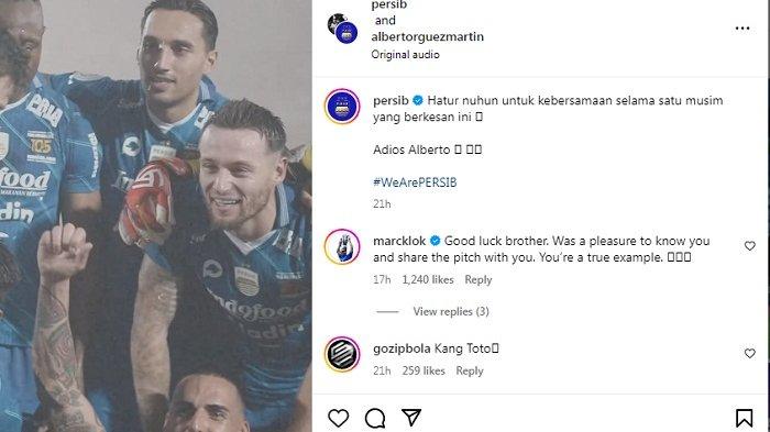 tangkap layar unggahan akun Instagram Persib
