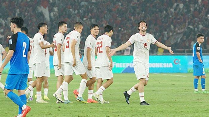 Foto Timnas Indonesia saat Indonesia melawan Filipina di kualifikasi piala dunia 2026 pada 11 Juli 2024 yang berlangsung di GBK.