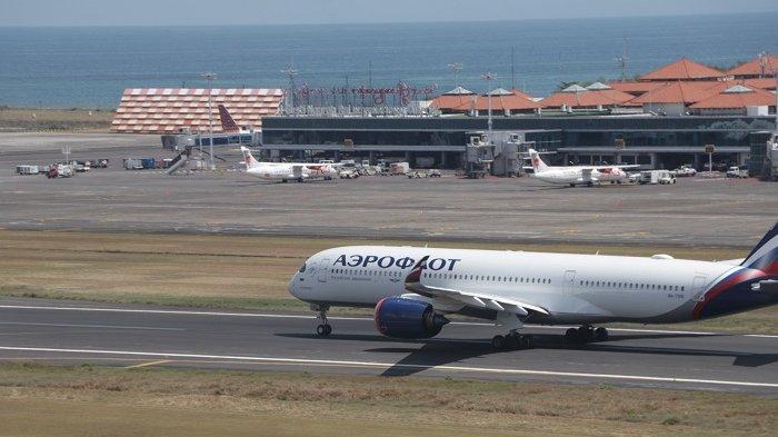 Maskapai Aeroflot saat akan takeoff dari Bandara Internasional I Gusti Ngurah Rai Bali, menuju Bandar Udara Internasional Sheremetyevo di Moscow, Rabu 18 September 2024.