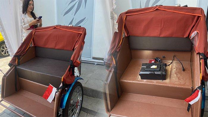 BECAK LISTRIK - Ketua Dewan Pembina Persatuan Becak Listrik Indonesia (PBLI), Wiranto saat memberi keterangan, Selasa (29/10). Becak listrik akan mulai beroperasi di Bali terutama di kawasan desa wisata.