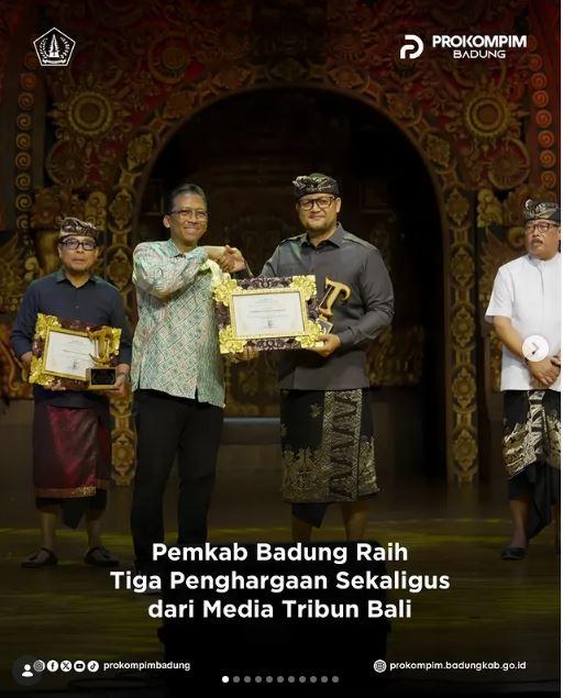 Pemkab Badung Raih Tiga Penghargaan Sekaligus dari Media Tribun Bali