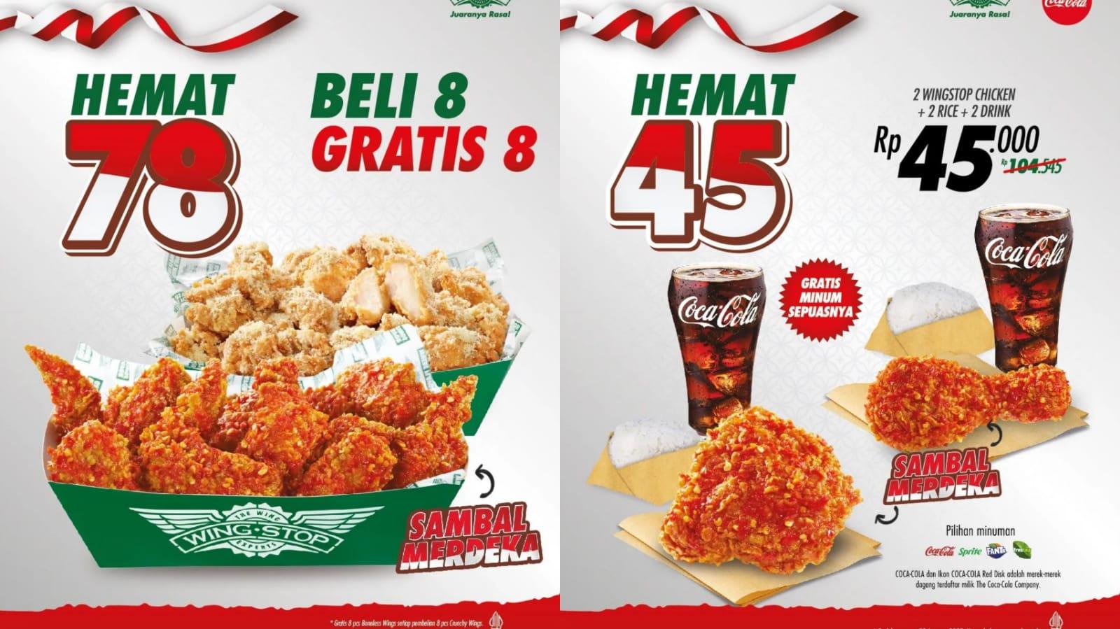 BARU! Promo Wingstop 14-23 Agustus 2023, Nikmati 2 Wingstop Chicken + 2 Nasi + 2 Minuman Rp 45.000.