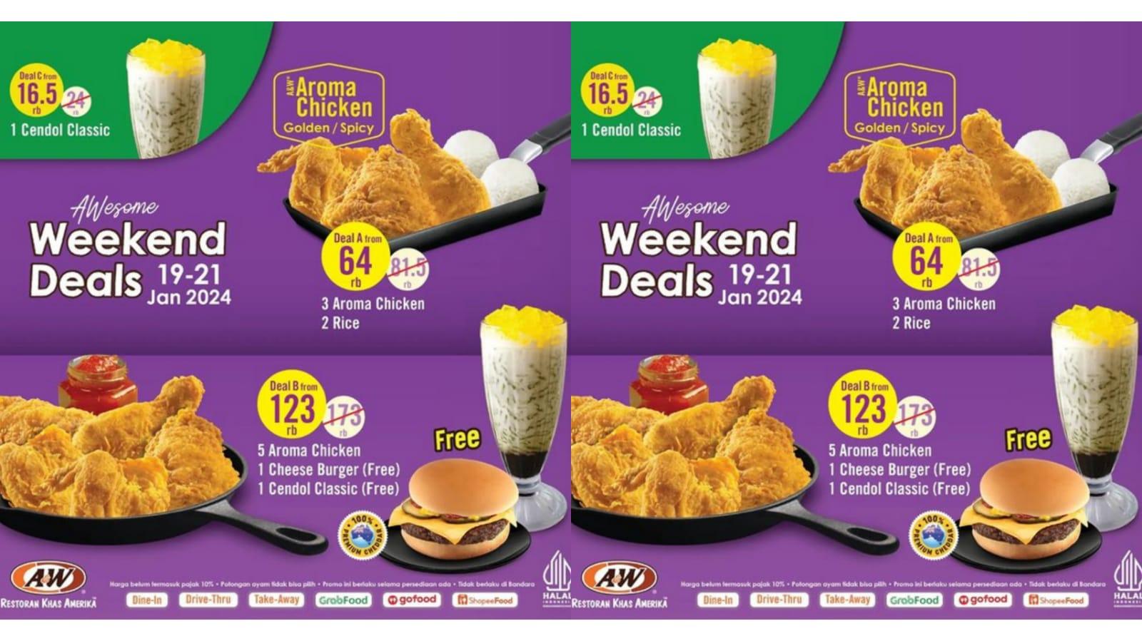 DISKON! Promo AW Restoran Hari Ini 21 Januari 2024, Nikmati 3 Aroma Chicken dan 2 Rice Rp 64.000