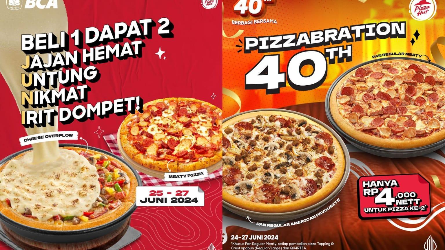 DISKON! Promo Pizza Hut 26-27 Juni 2024, Beli 1 QU4RTZA Pizza Dapat 1 Pan Regular Meaty Rp 4 Ribu