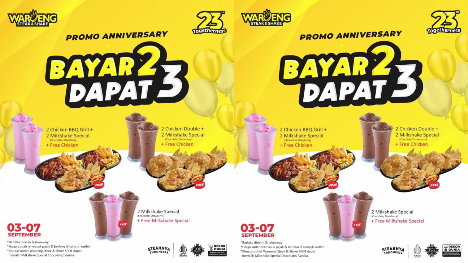 DISKON! Promo Waroeng Steak 3-7 September 2023, Bayar 2 Milkshake Special Dapatkan 1 Milkshake