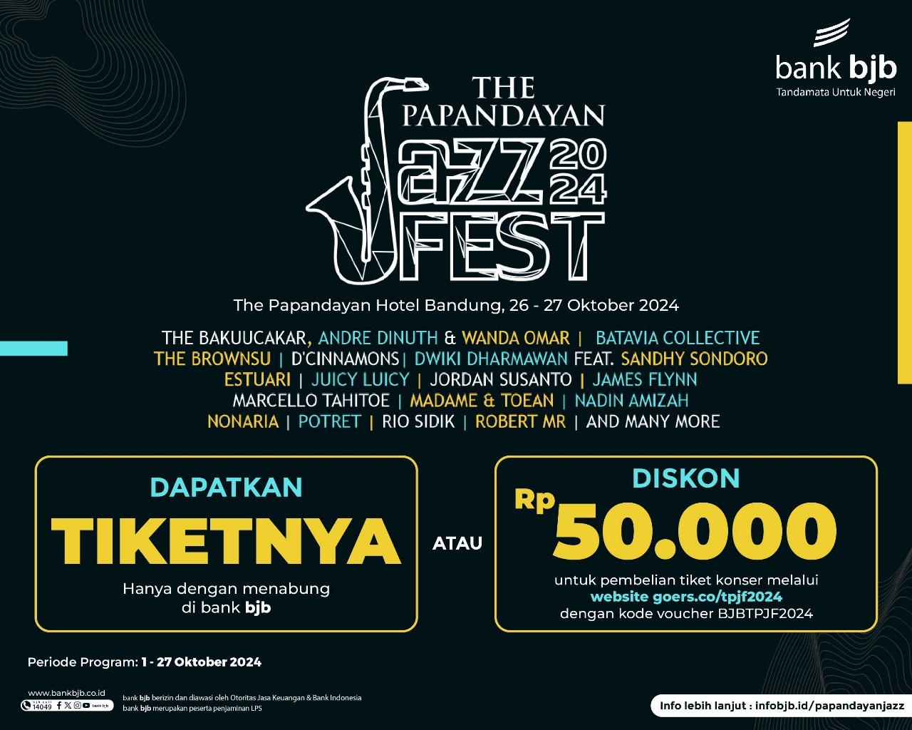 Dukung The Papandayan Jazz Fest, bank bjb Siapkan Program Menabung & Diskon untuk Dapatkan Tiketnya