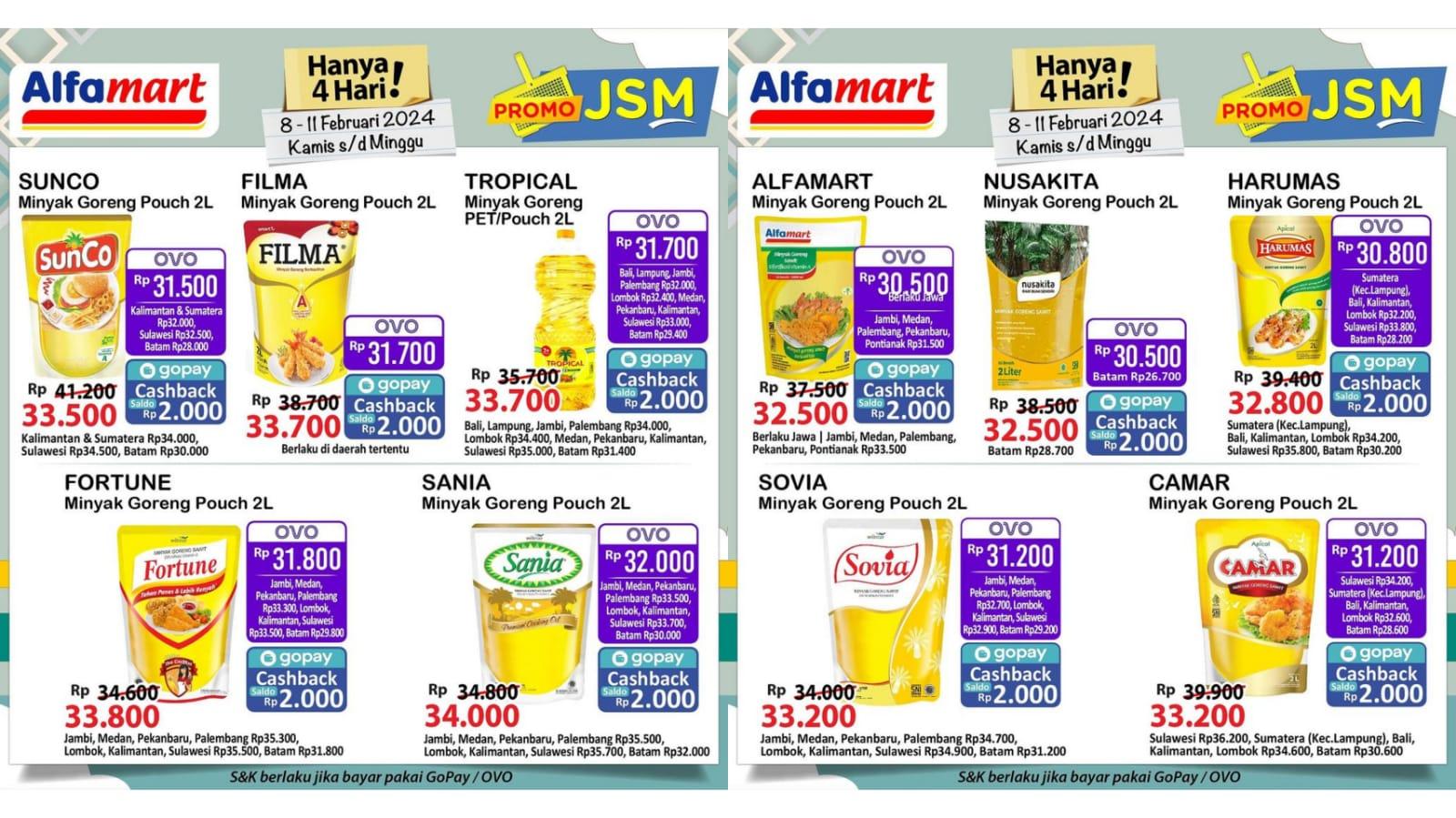 EKONOMIS! Promo JSM Alfamart 9-11 Februari 2024, Minyak Goreng Bimoli Rp 33.700, ABC Sambal Rp11.900