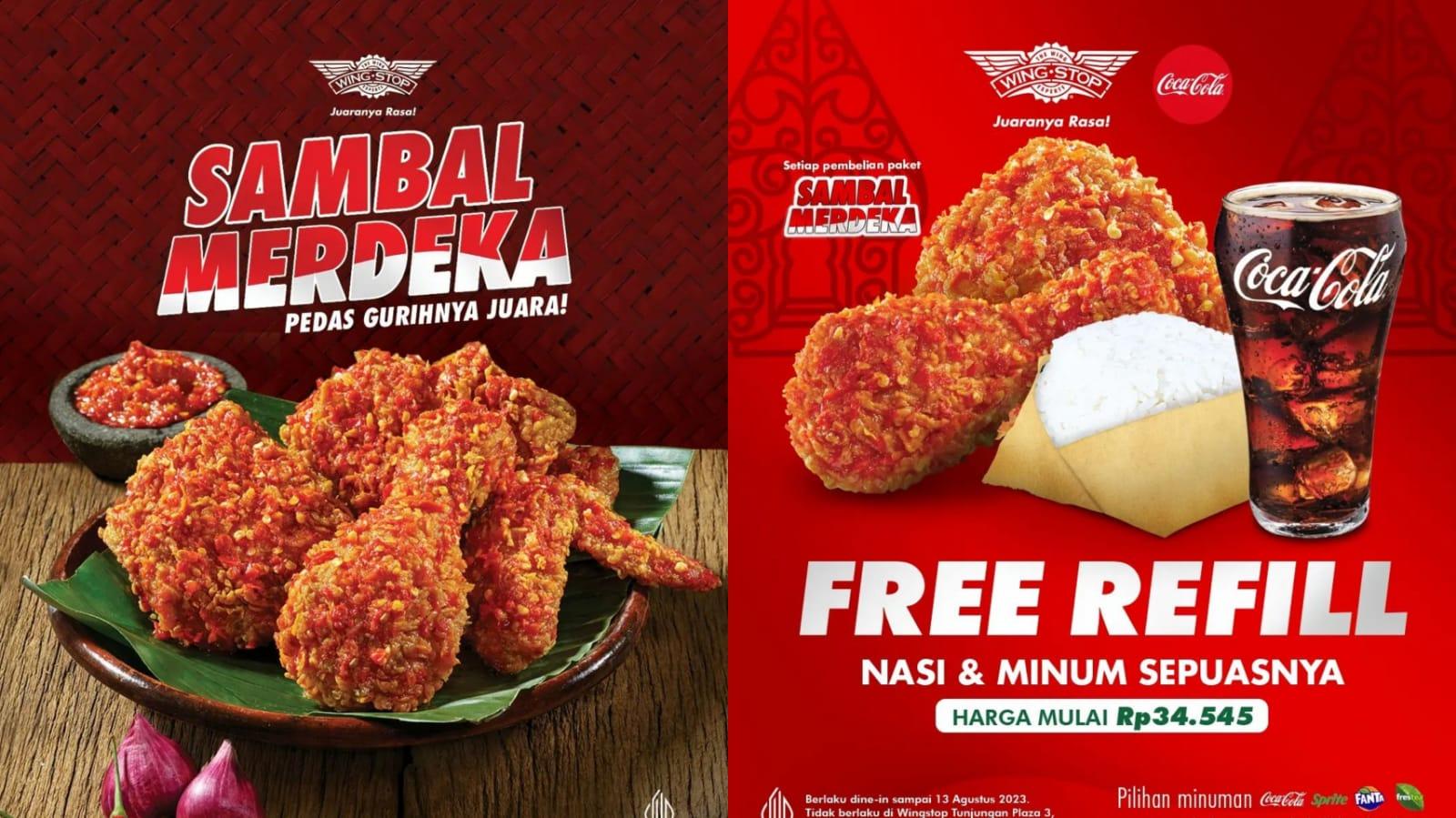 HEMAT! 3 Promo Wingstop Agustus 2023, Beli Paket Sambal Merdeka Free Refill Nasi dan Minum Sepuasnya