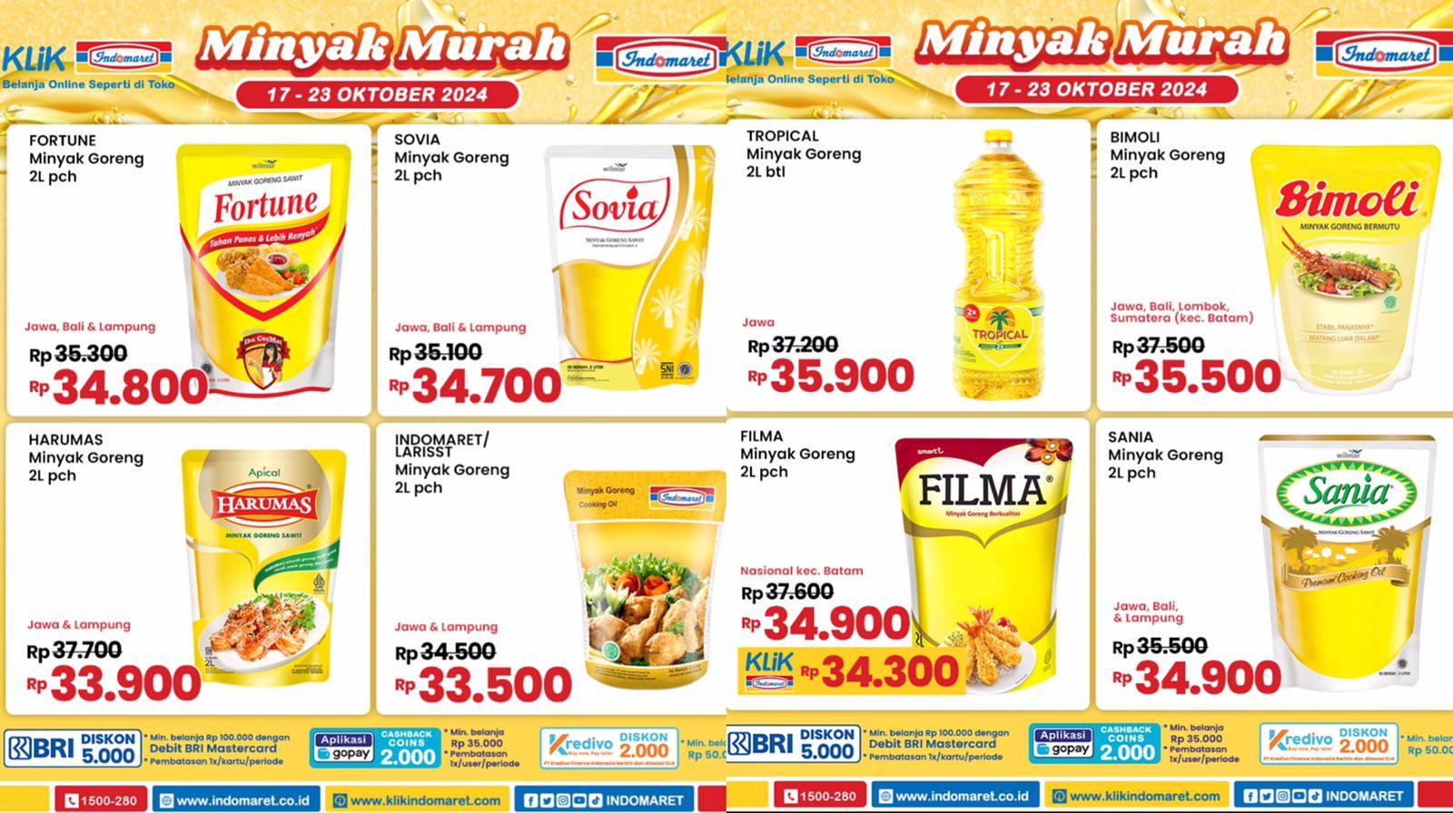 Promo Indomaret Super Hemat 21-23 Oktober 2024, Minyak Goreng Sovia Rp 34.700, Pepsodent Rp 10.000
