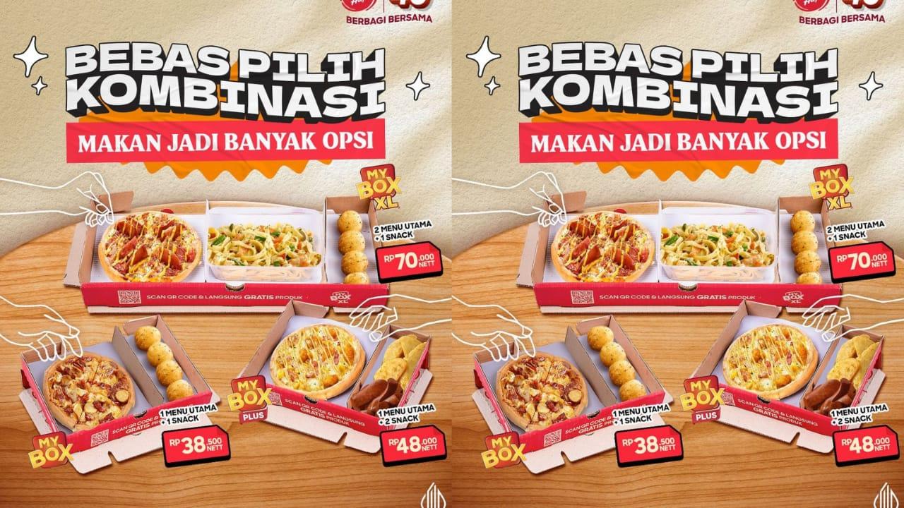LEBIH IRIT! Promo Pizza Hut 12-30 Juni 2024, My Box Plus 1 Menu Utama dan 2 Snack Rp 48.000