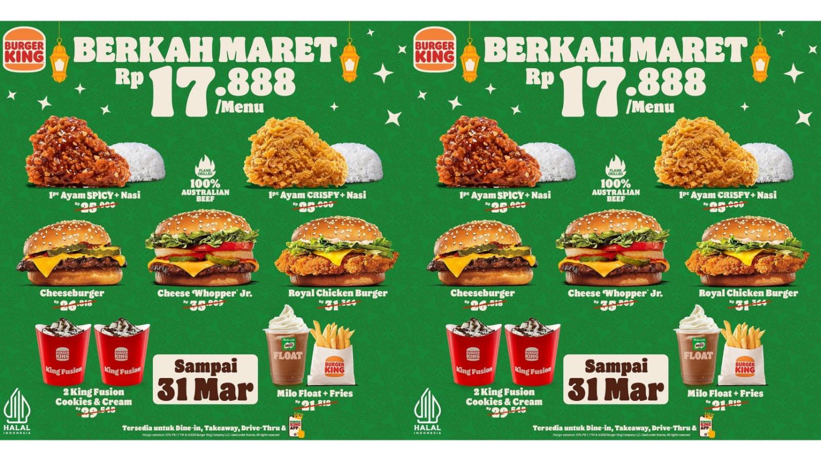 NEW! Promo Burger King MARET 2024, Nikmati 2 King Fusion Cookies And Cream Rp 17 Ribuan