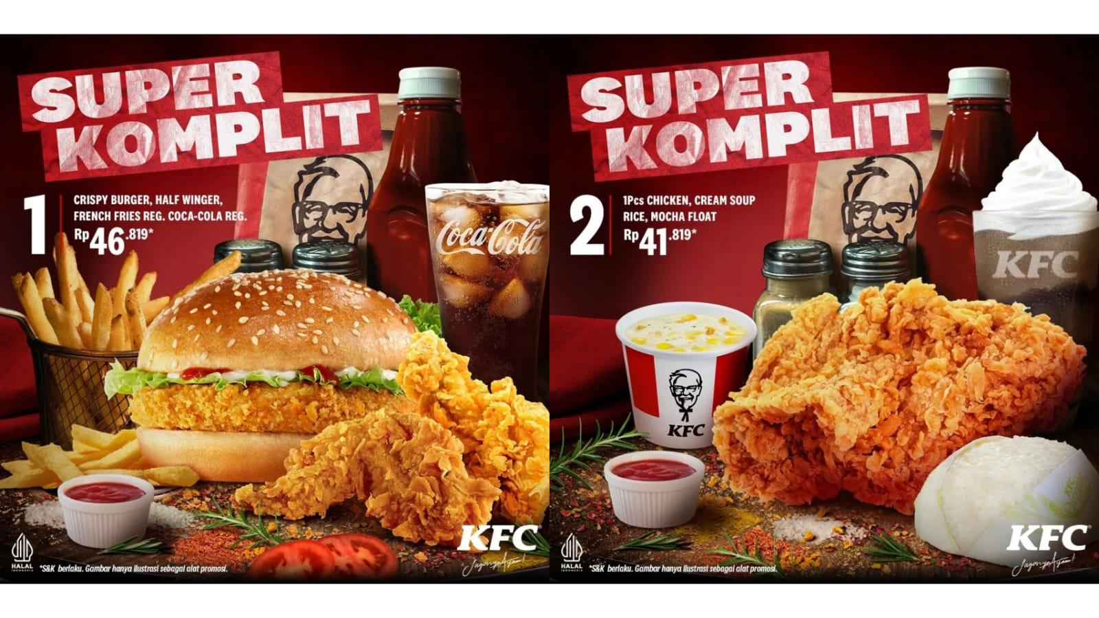 HEMAT! Promo KFC April 2024, 1 Ayam Goreng + 1 Nasi + 1 Colonel Burger + 1 Mocha Float Rp 54 Ribuan
