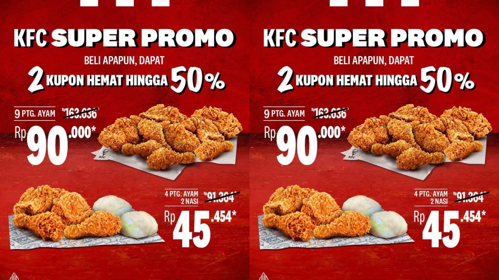 DISKON! Promo KFC Desember 2023, Dapatkan 4 Ayam Goreng dan 2 Nasi Rp 45 Ribuan, Ini Syaratnya