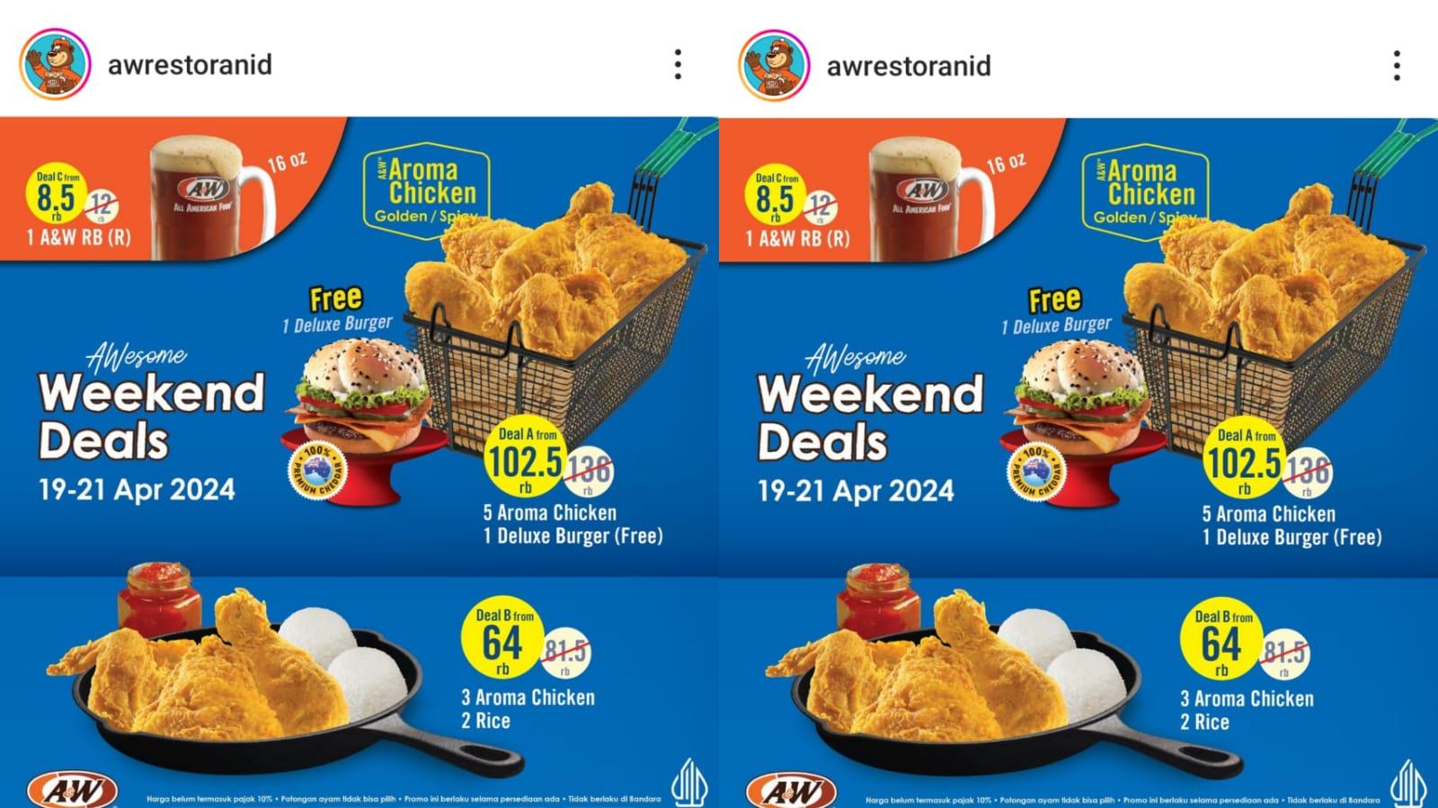Ilustrasi - PASTI HEMAT! Promo AW Restoran Hari Ini 21 April 2024, 3 Aroma Chicken dan 2 Rice Rp 64.000
