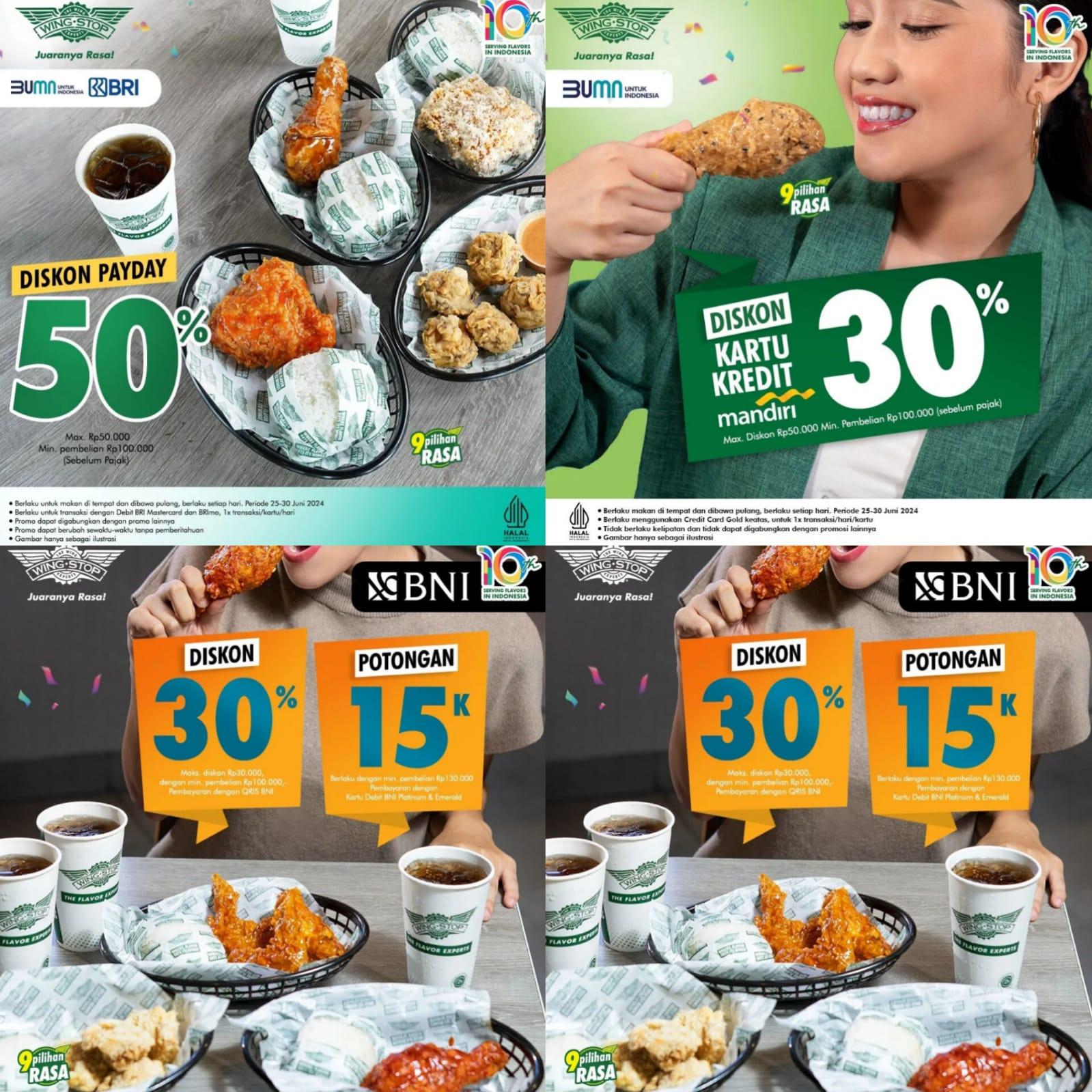 PAYDAY! Promo Wingstop 26-30 Juni 2024, Nikmati 5 Crunchy Wings + 5 Boneless Rp 49 Ribuan