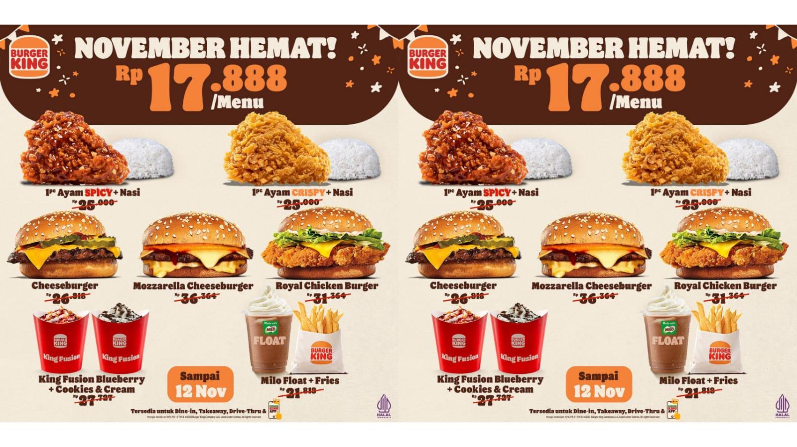 HEMAT! Promo Burger King 9-12 November 2023, Dapatkan Royal Chicken Burger Hanya Rp 17 Ribuan