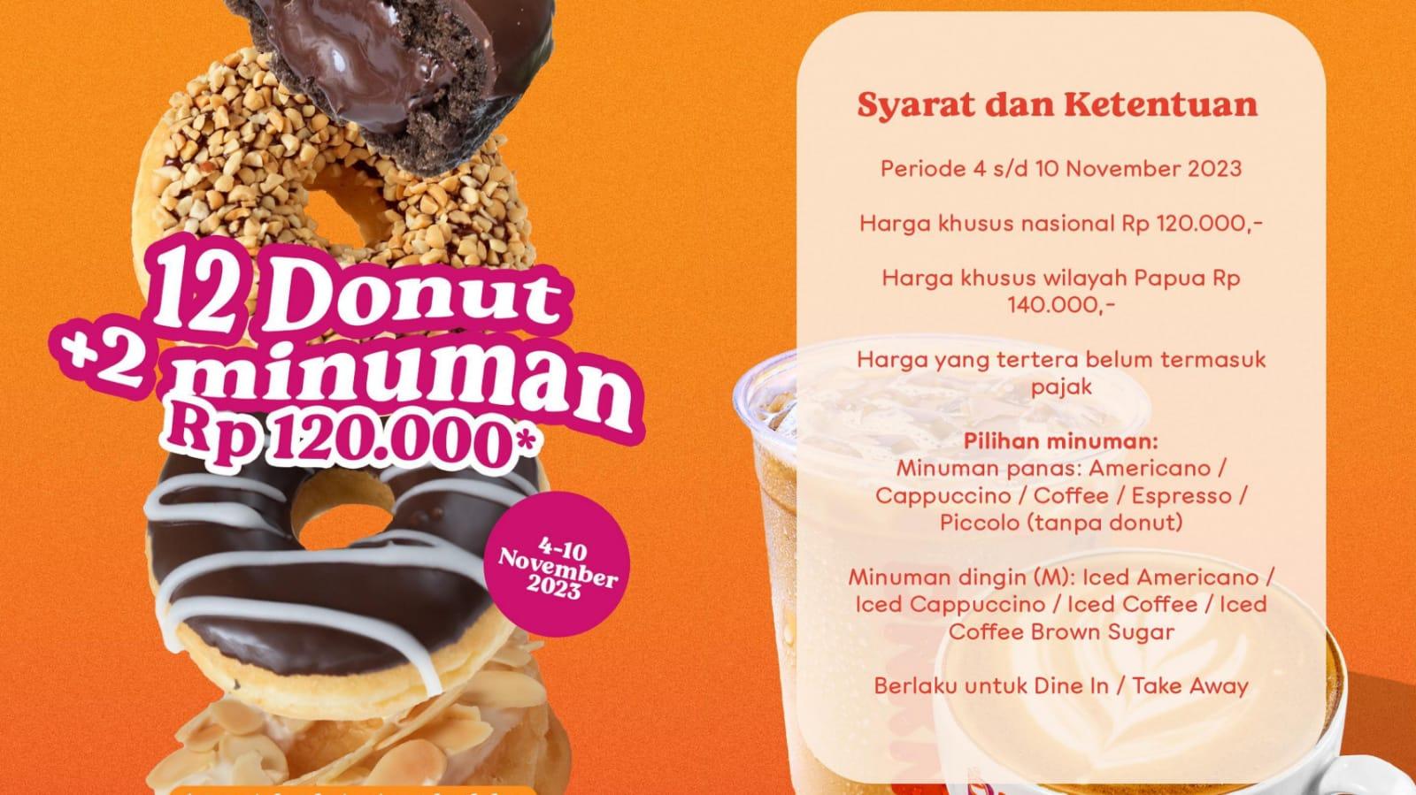 Promo Dunkin Donuts 9-10 November 2023, Dapatkan 12 Donut dan 2 Minuman dengan Harga Spesial