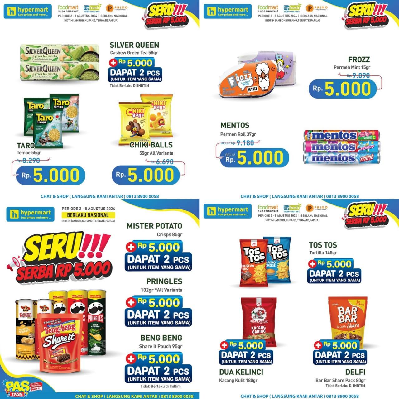 Promo Hypermart 6-8 Agustus 2024, Simba Choco Chips Rp 9.500, Biskitop Eggroll Rp 19.500