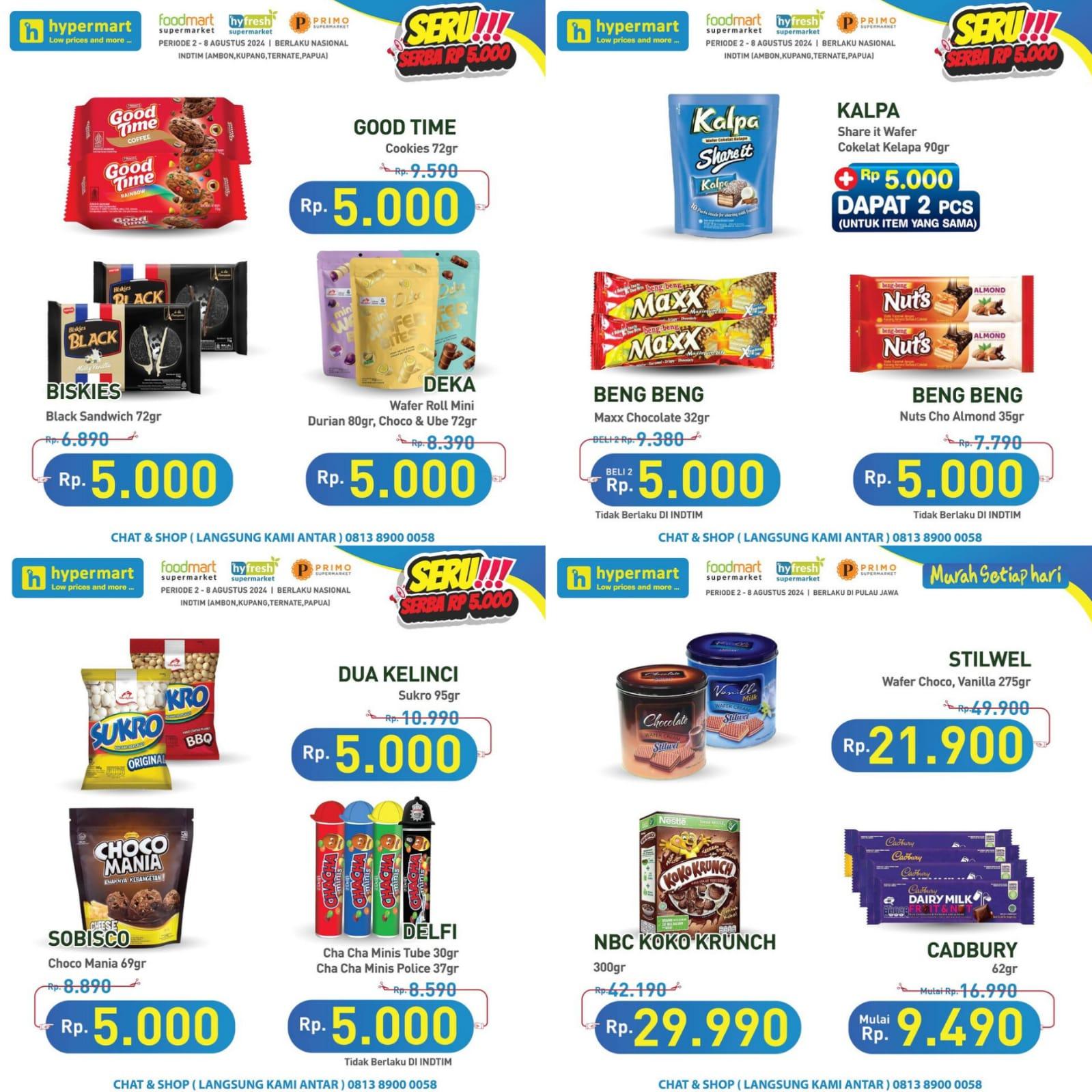 Promo Hypermart 6-8 Agustus 2024, Simba Choco Chips Rp 9.500, Biskitop Eggroll Rp 19.500