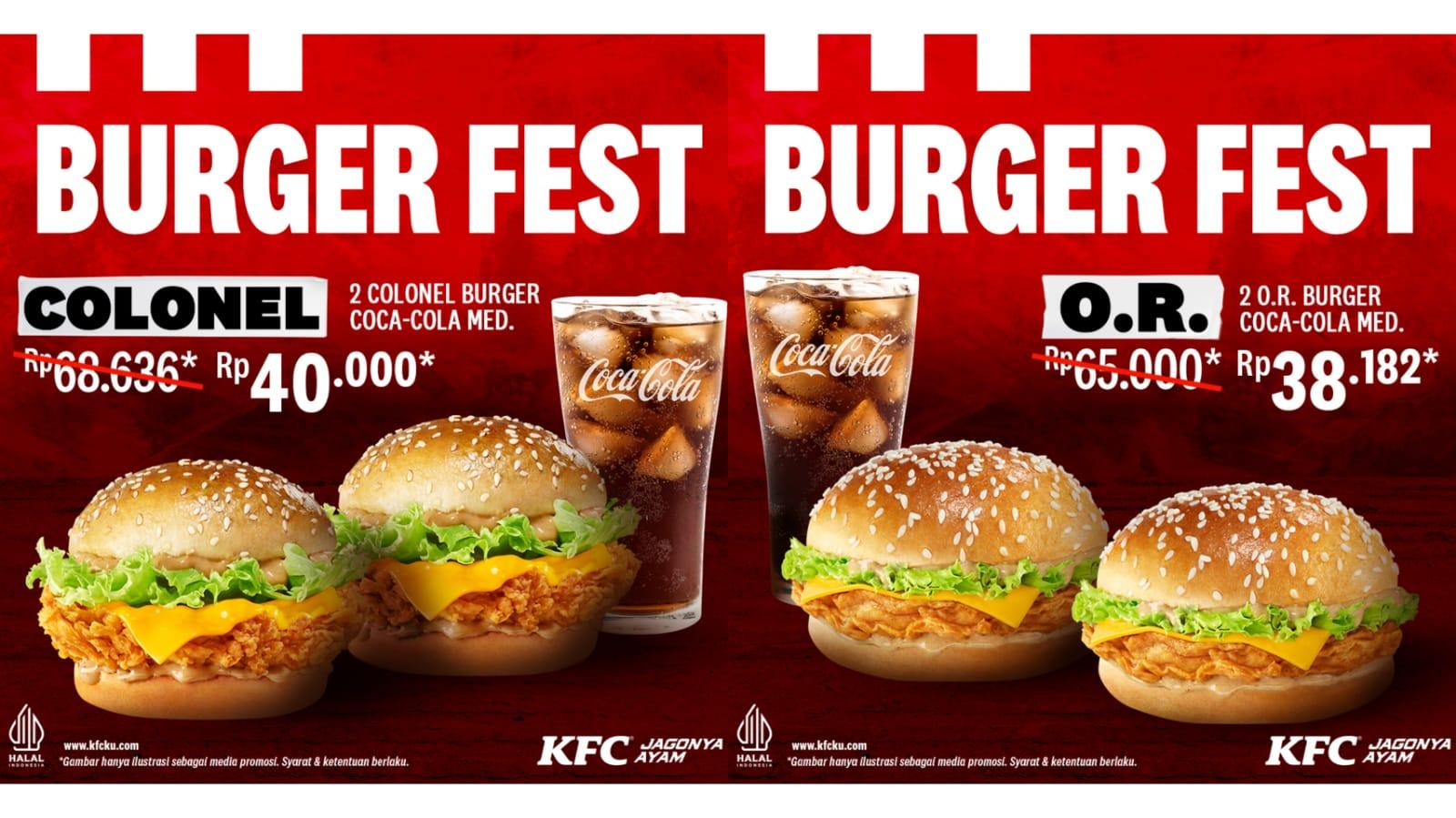 Promo KFC 2023, 2 OR Burger + 1 Coca-Cola Medium⁠ ⁠38 Ribuan!