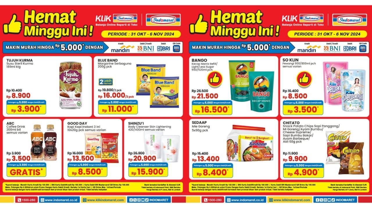 Promo Minyak Goreng Indomaret 3-6 November 2024, Sania Rp 35.800, Harumas Rp 34.400