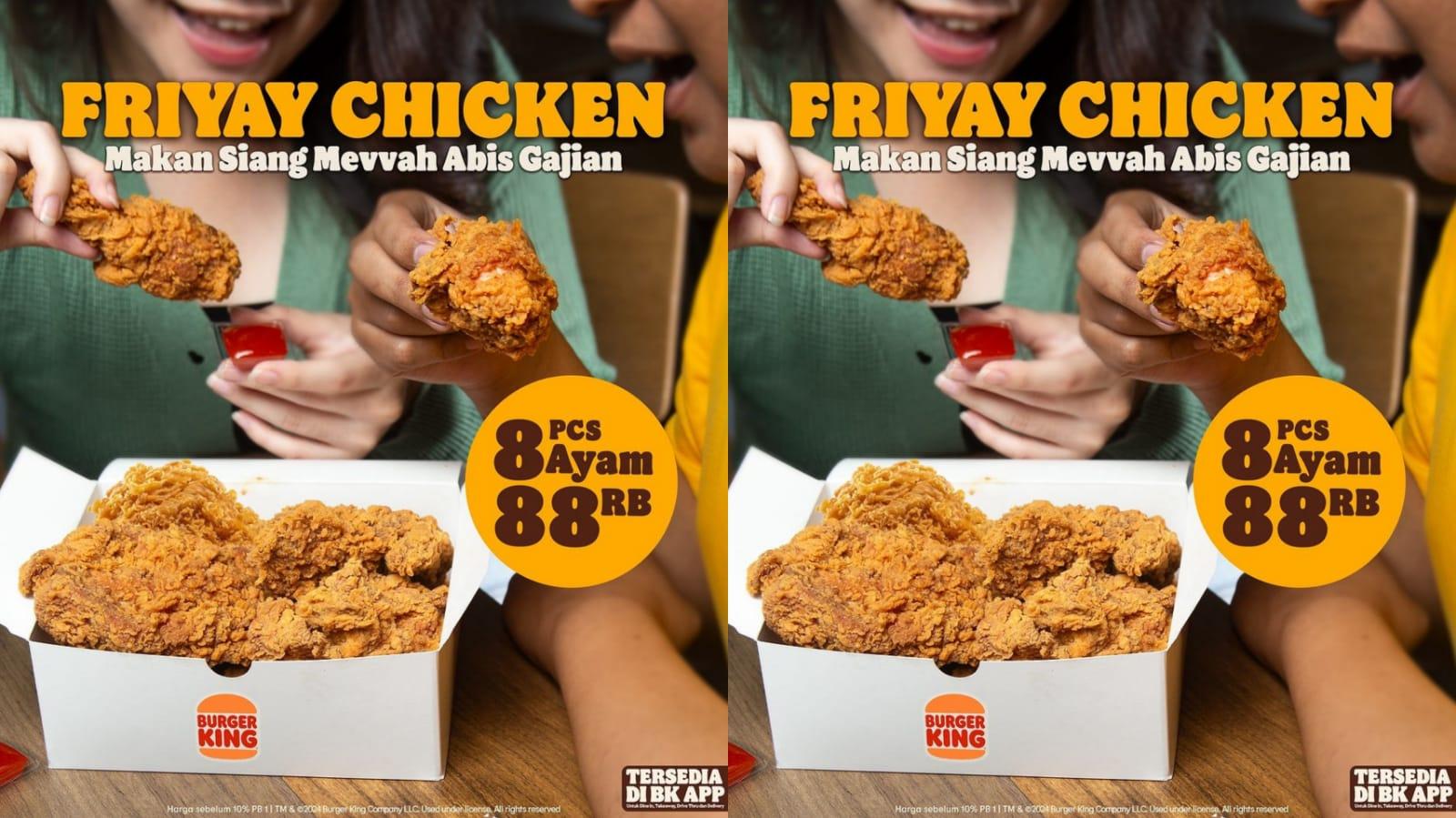 Promo Paket Burger King Hari Ini 16 Februari 2024, Nikmati Paket FRIYAY CHICKEN Rp 88 Ribu