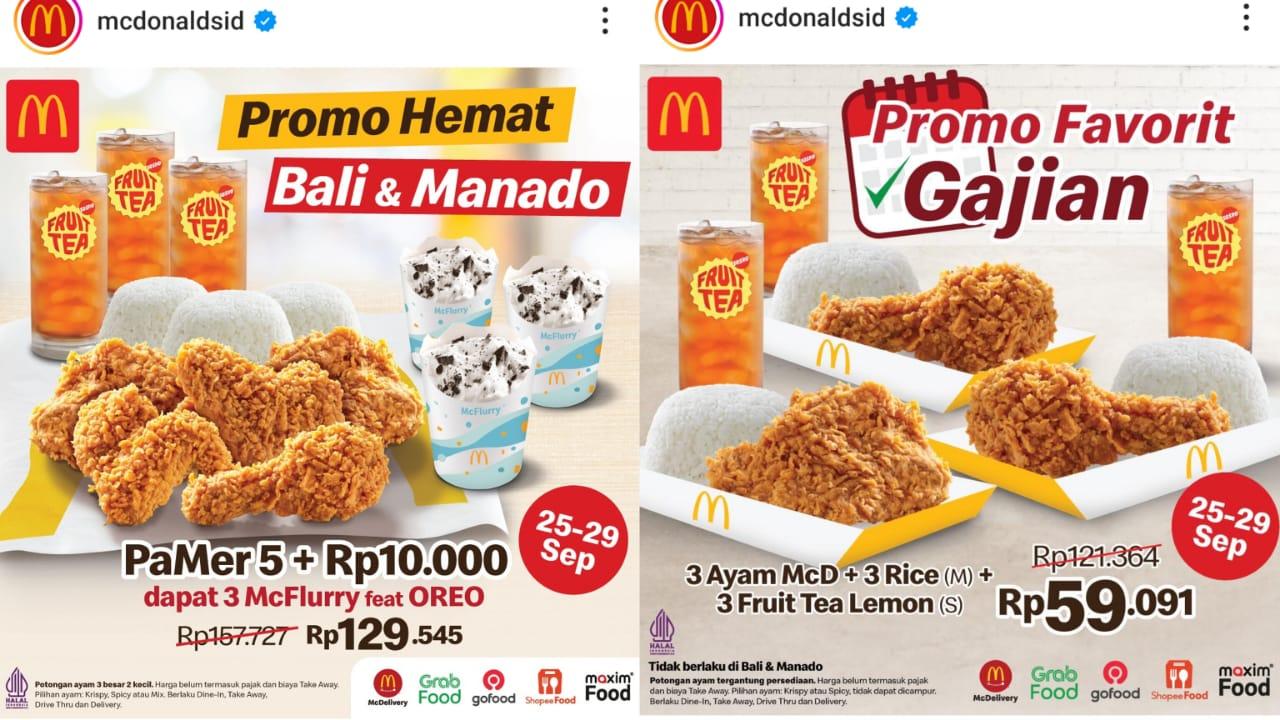Promo SUPER McD 26-29 September 2024, 3 Ayam Goreng + 3 Rice + 3 Fruit Tea Lemon Rp 59 Ribuan