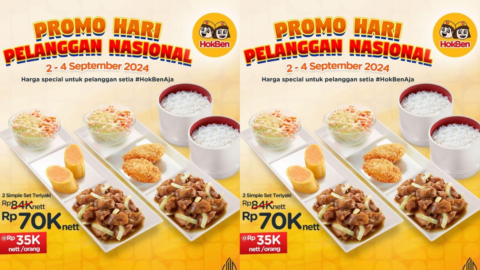 Promo Spesial HokBen Hari Ini 4 September 2024, Nikmati 2 Simple Set Teriyaki Rp 70 Ribuan