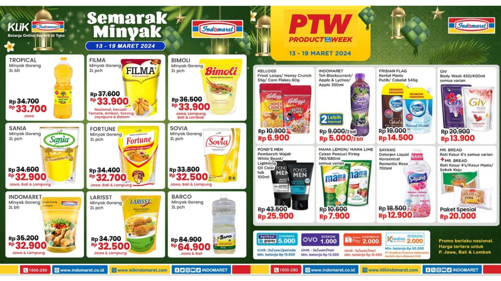 Promo JSM Indomaret Besok 17 Maret 2024, Dapatkan Minyak Goreng Sania 2L Rp 32.900 Saat Ramadhan