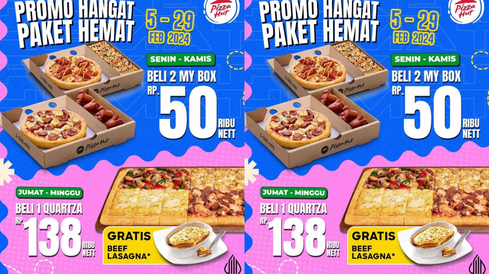 SAMBUT IMLEK! Promo Pizza Hut 9-11 Februari, Beli 1 Quartza Dapatkan Gratis Beef Lasagna