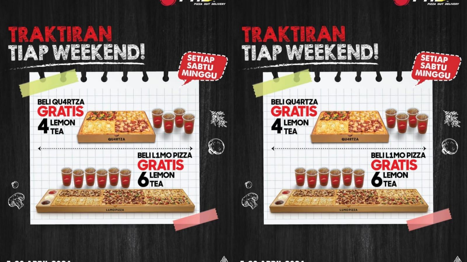 SAMBUT Lebaran! Promo Pizza Hut Delivery APRIL 2024, Beli Paket Quartza FREE 4 Lemon Tea