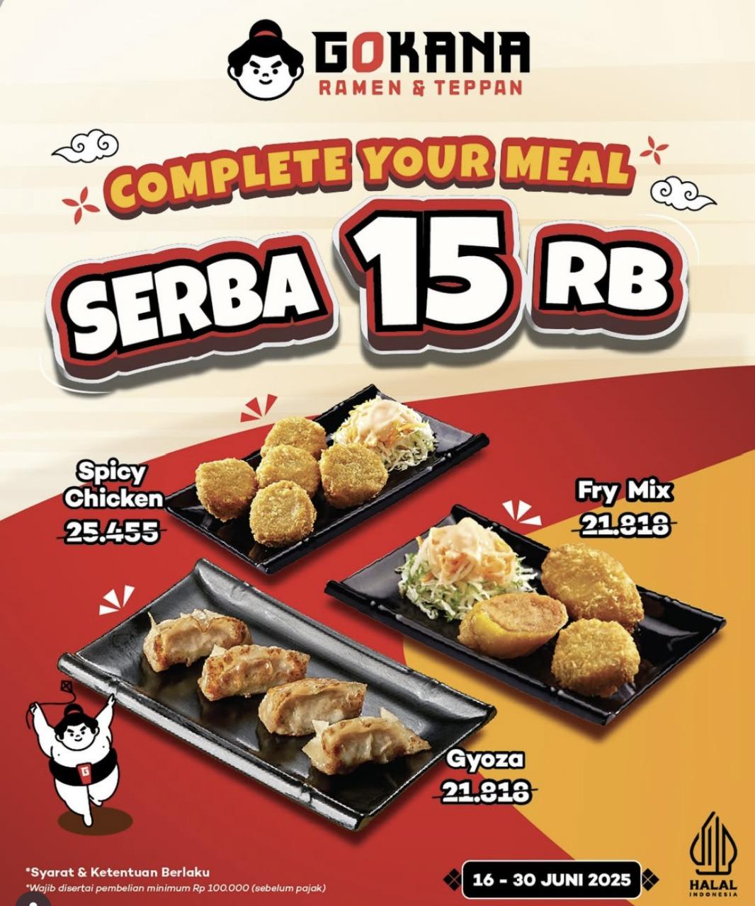 SUPER HEMAT! Promo Gokana 29-30 Juni 2025, Spicy Chicken Hingga Gyoza Rp 15 Ribu