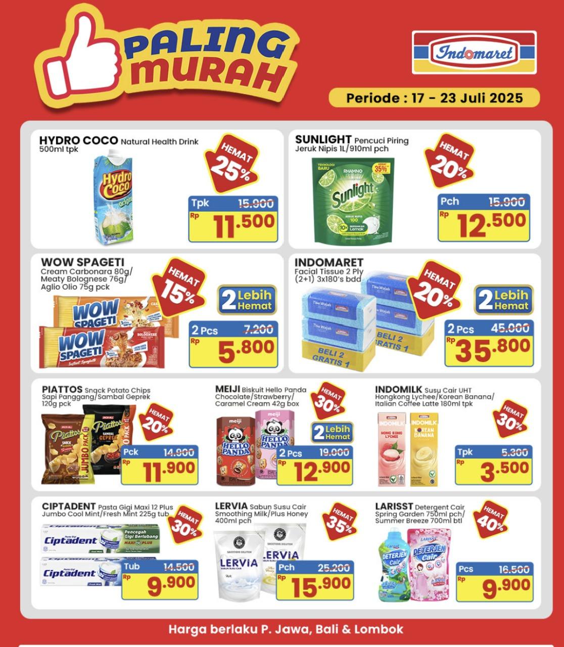 Semarak DISKON! Promo Indomaret 20-23 Juli 2025, Sunlight Rp 12.500  Hydro Coco Rp 11.500
