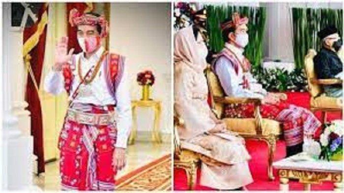 Presiden Jokowi hadir dengan baju adat khas Timor Tengah Selatan, NTT berwarna merah