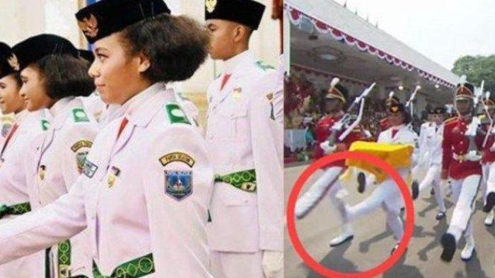 Sepatu Lilly Indriani lepas saat jadi pembawa baki Paskibraka 2023