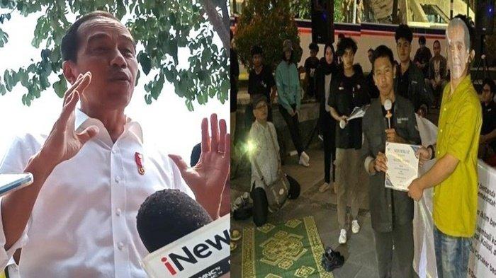 Kolase foto Jokowi dan momen BEM UGM menobatkan dirinya sebagai alumni paling memalukan