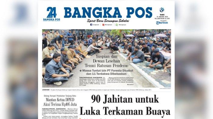 Bangka Pos Hari Ini, Rabu (10/1/2024).