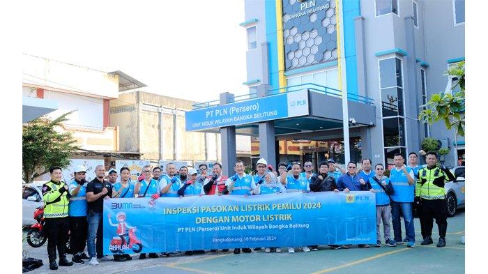 Persiapan keberangkatan inspeksi pasokan listrik pemilu 2024 dan Safety Riding oleh Patwal Kepolisian di halaman Kantor PLN UIW Babel Jl. Soekarno Hatta Pangkalpinang.